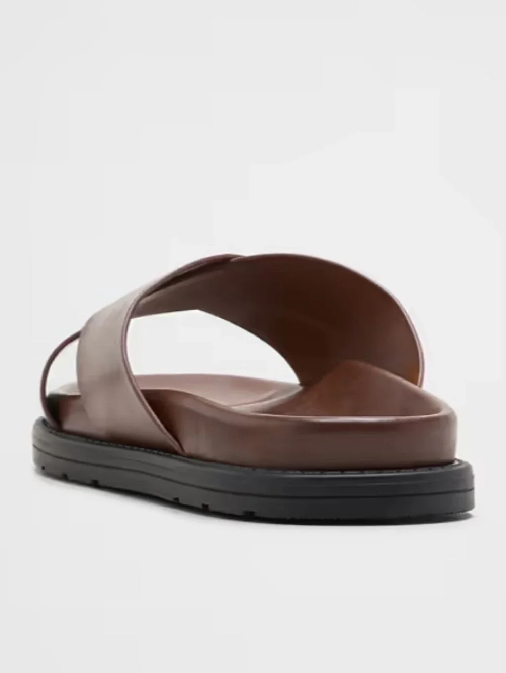 NWT Men's Vegan Leather Crossover Sandals Size 9.5 In Cognac By Banana Republic